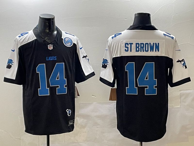 Men Detroit Lions #14 St Brown Black Thanksgiving three generations 2025 Nike Limited NFL Jersey style 3->nba t-shirts->Sports Accessory